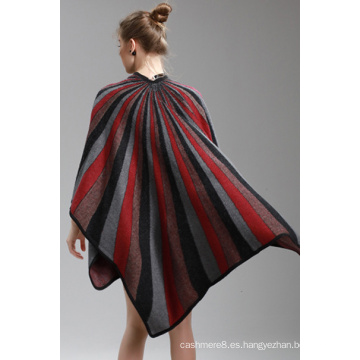 Cachemira para mujer Siéntase igual Fancy Stripe Impresión Cabo Stole Poncho chal (SP291)